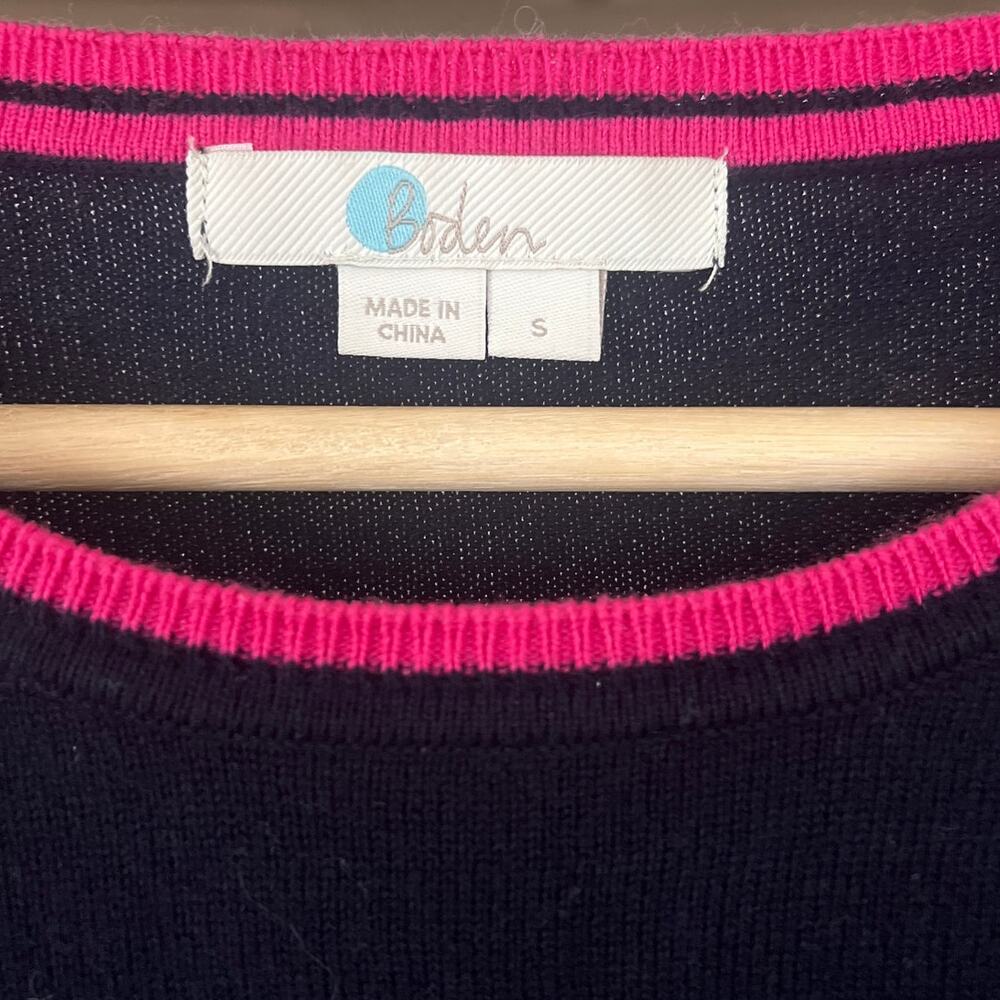 Boden Berwick Crewneck Sweater Small Navy Pink Wool Blend - Picture 6 of 9